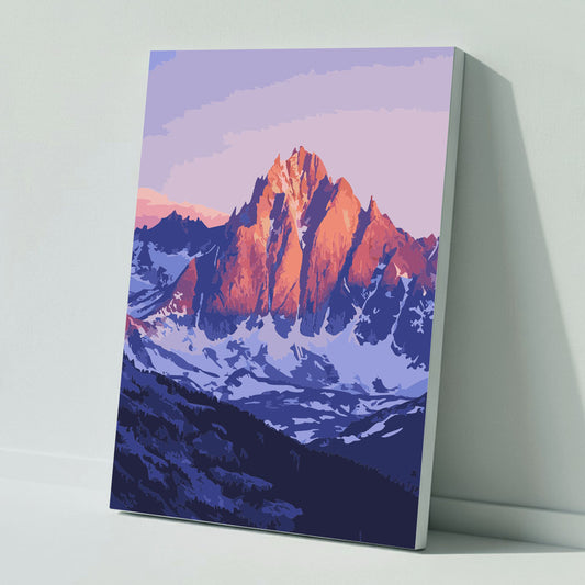Abendrot über den majestätischen Gipfeln - Malen nach Zahlen