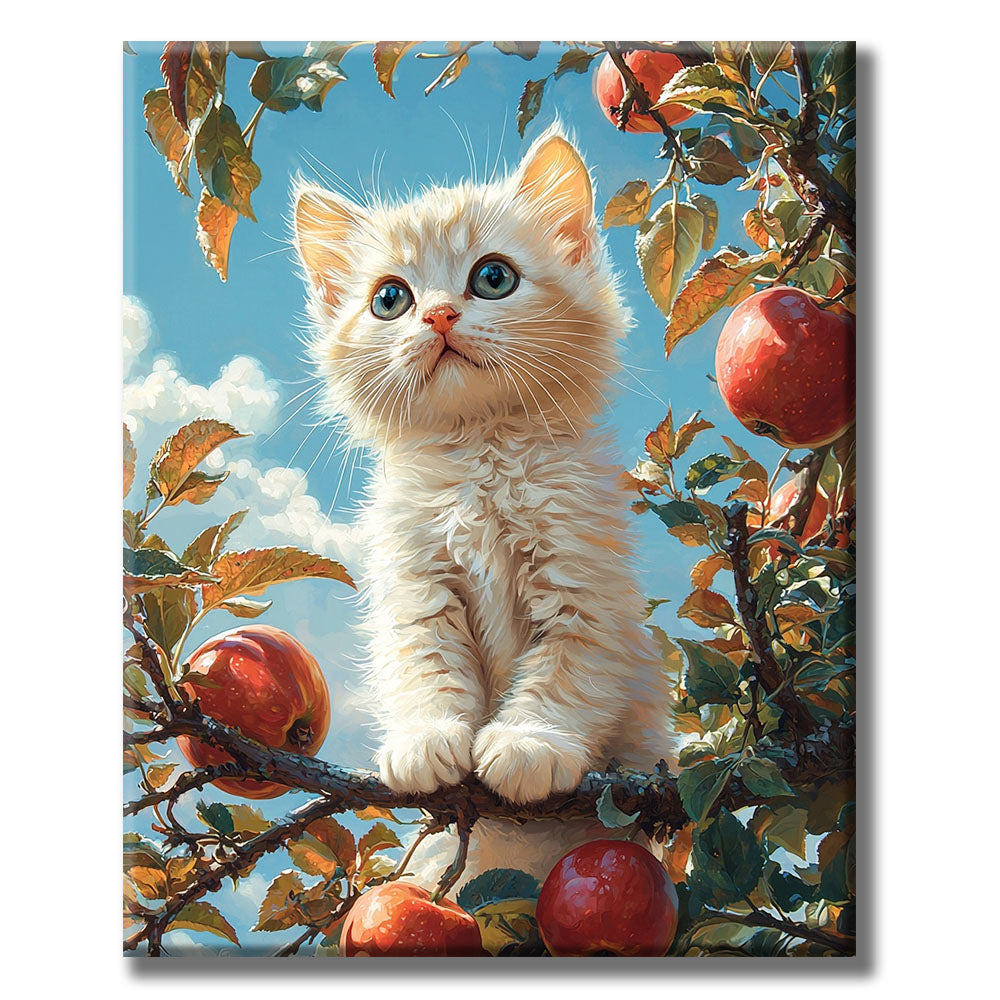 Apfelbaum - Katze - Malen nach Zahlen