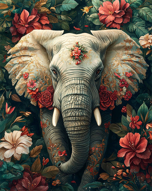 Blumen - Elefant- Malen nach Zahlen