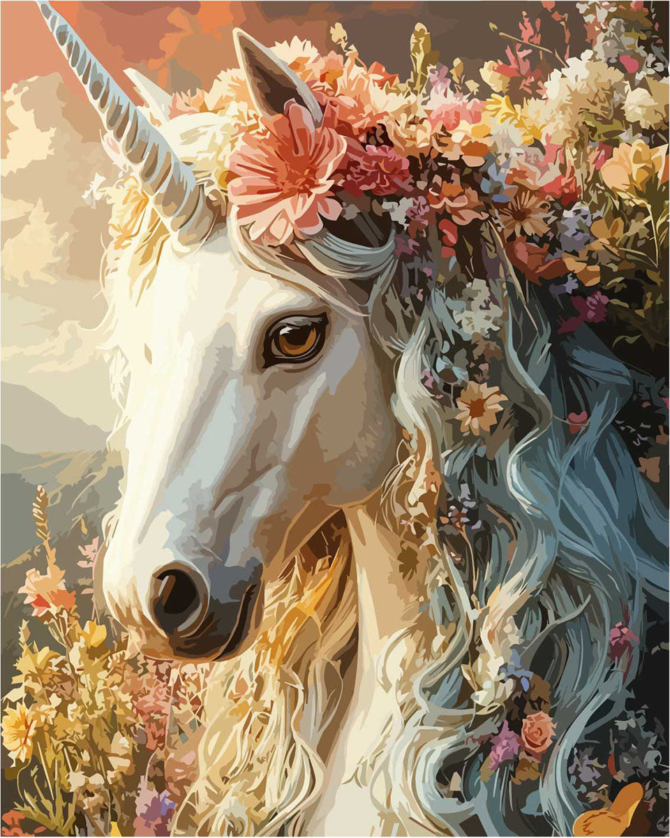 Blumenkrone des Einhorns - Malen nach Zahlen