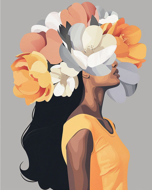 Braunorange Blütenpracht - Malen nach Zahlen