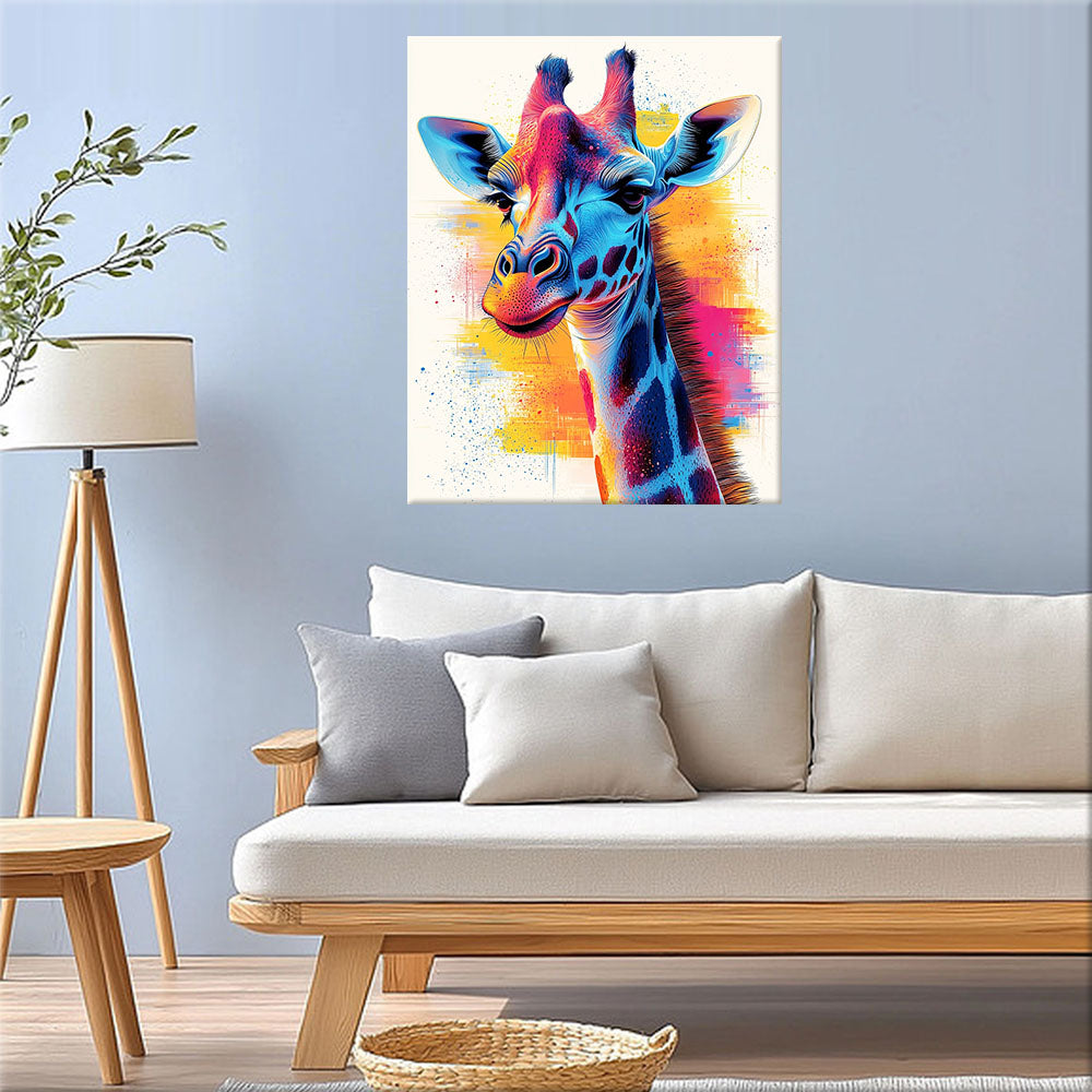 Buntfarbige Giraffe- Malen nach Zahlen