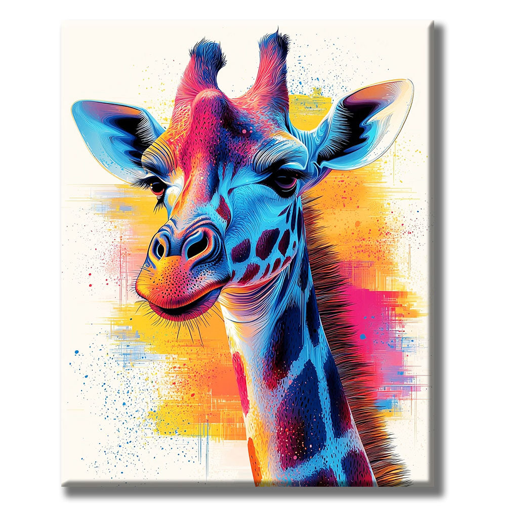 Buntfarbige Giraffe- Malen nach Zahlen