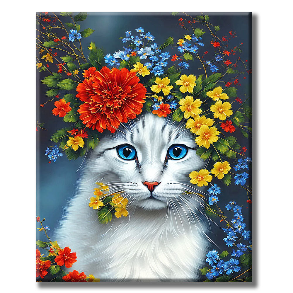 Cat with Flower Halo- Painting by Numbers