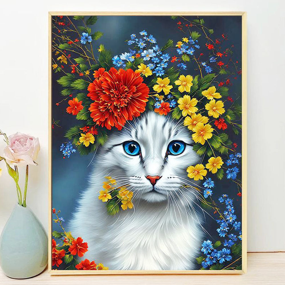 Cat with Flower Halo- Painting by Numbers