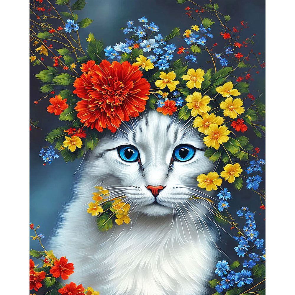 Cat with Flower Halo- Painting by Numbers