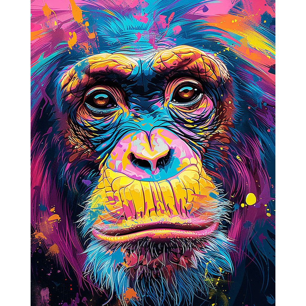 Color - Splashed Ape Face- Painting by Numbers
