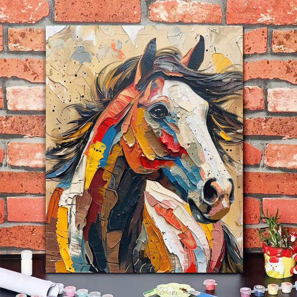 Colorful Galloping Horse- Painting by Numbers