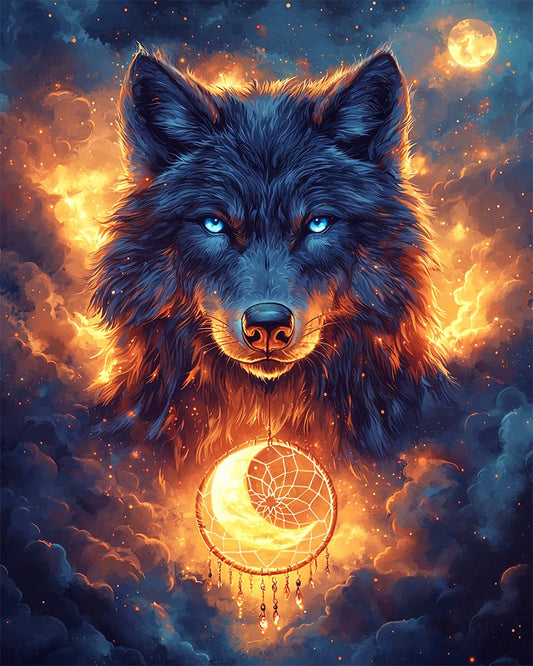 Der Wolf mit dem Traumfänger- Malen nach Zahlen