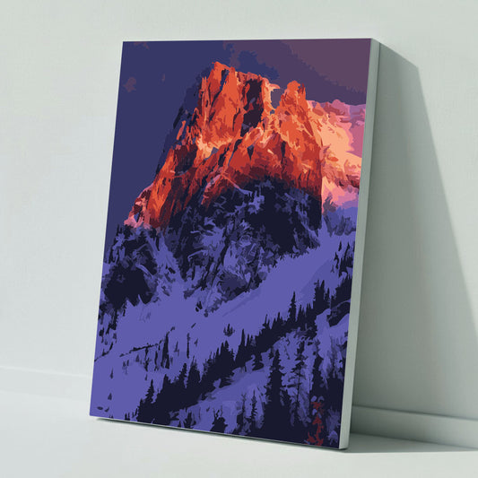 Dramatischer Bergpass im Abendlicht - Malen nach Zahlen