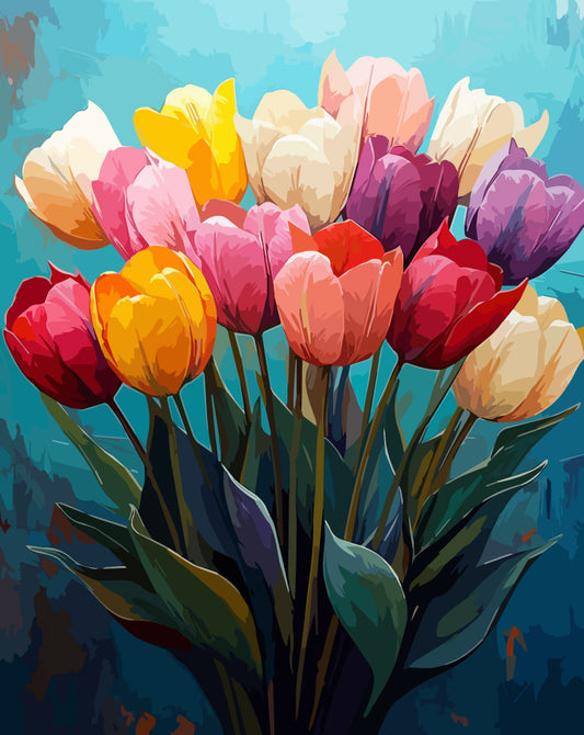 Farbenfrohe-Frühlingsblüte - Malen nach Zahlen