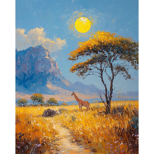 Friedliche Wildnis unter der Abendsonne1- Malen nach Zahlen