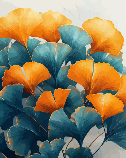 Gingkoblätter - Malen nach Zahlen