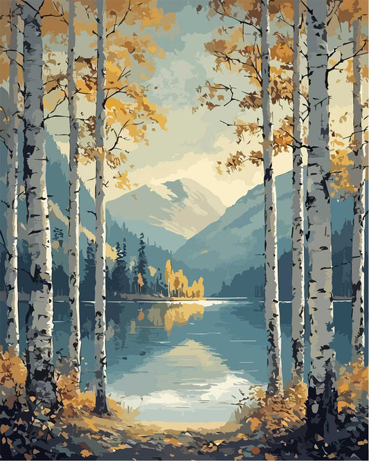 Herbstliche Waldidylle - Malen nach Zahlen