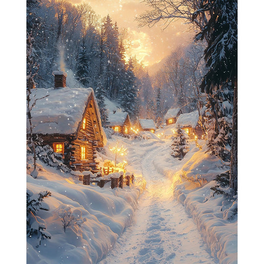 Lichter-im -Schnee - Malen nach Zahlen