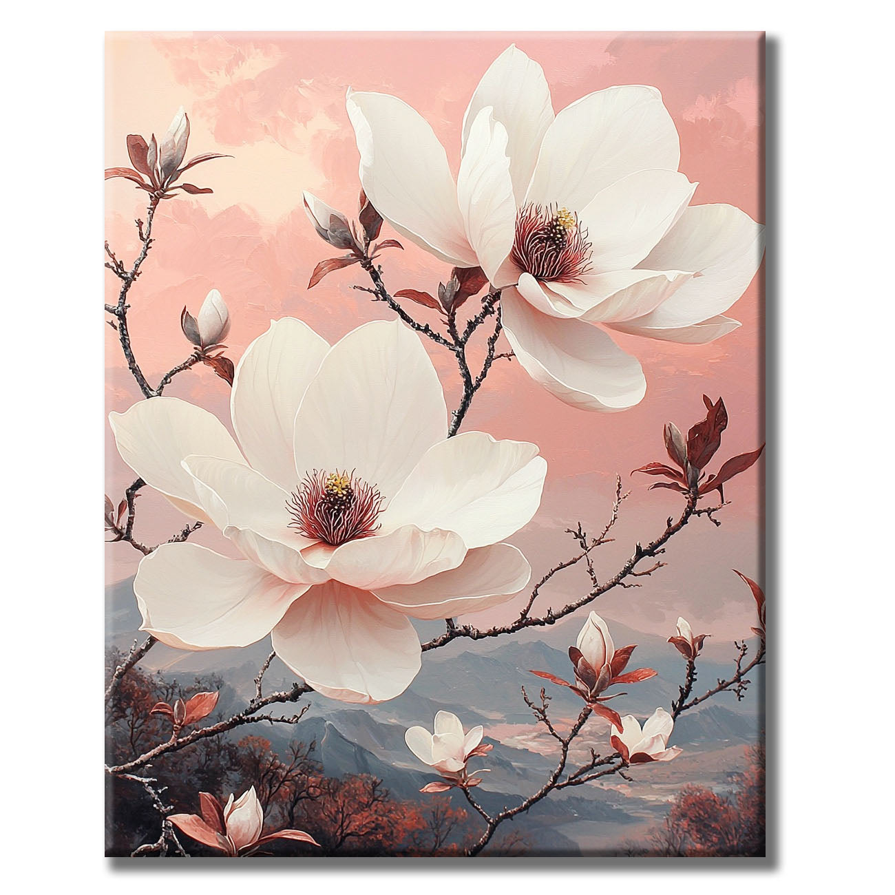Magnolien & Berg - Malen nach Zahlen