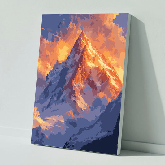 Majestätischer Berg im Abendglanz - Malen nach Zahlen