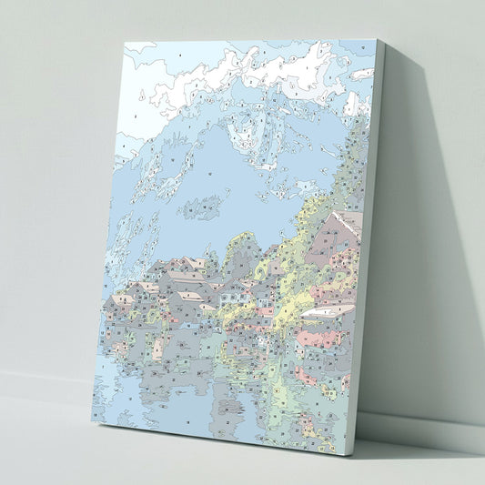 Malen nach Zahlen: Majestätische Alpengipfel am See