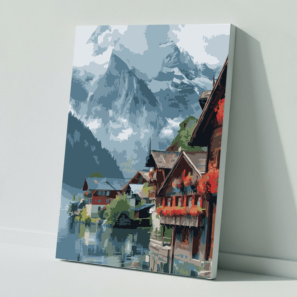 Malen nach Zahlen: Mystische Bergwelt am See