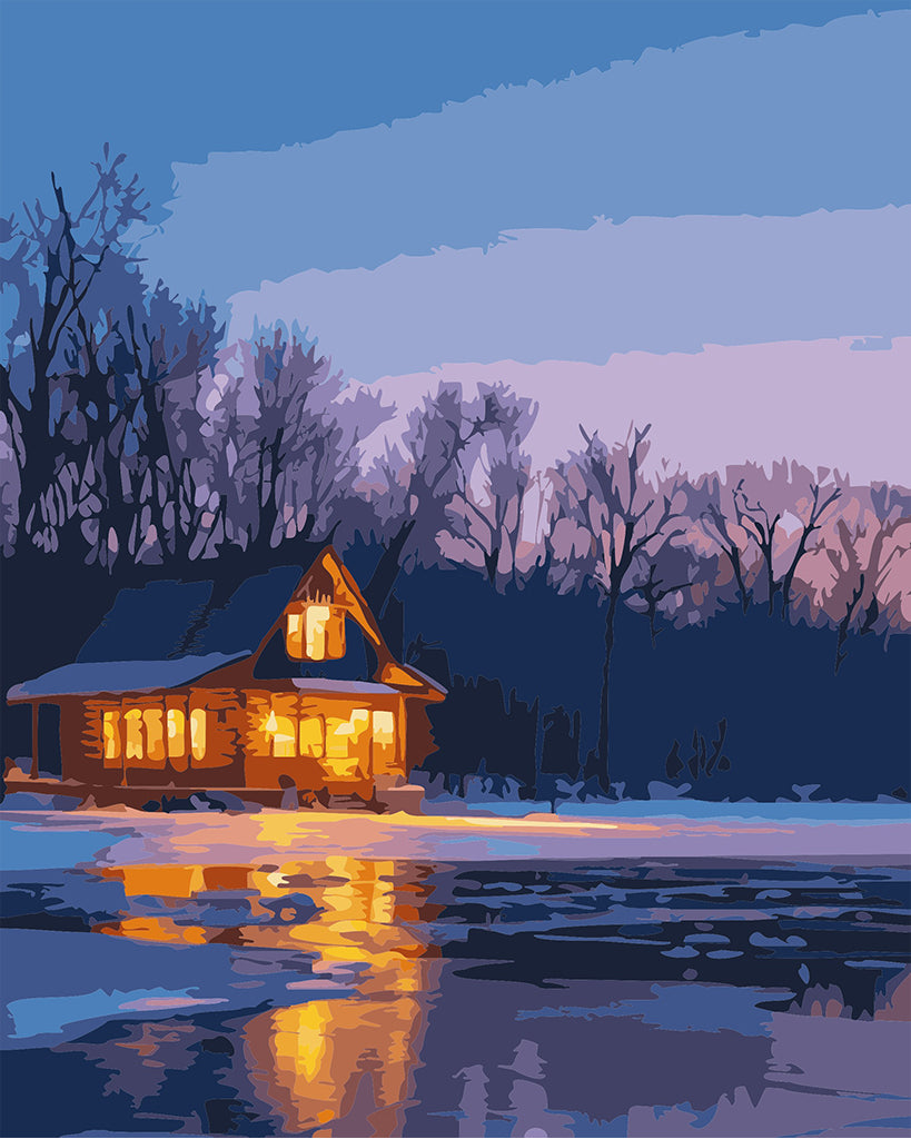 Malen nach Zahlen Stille Abenddämmerung am Wintersee