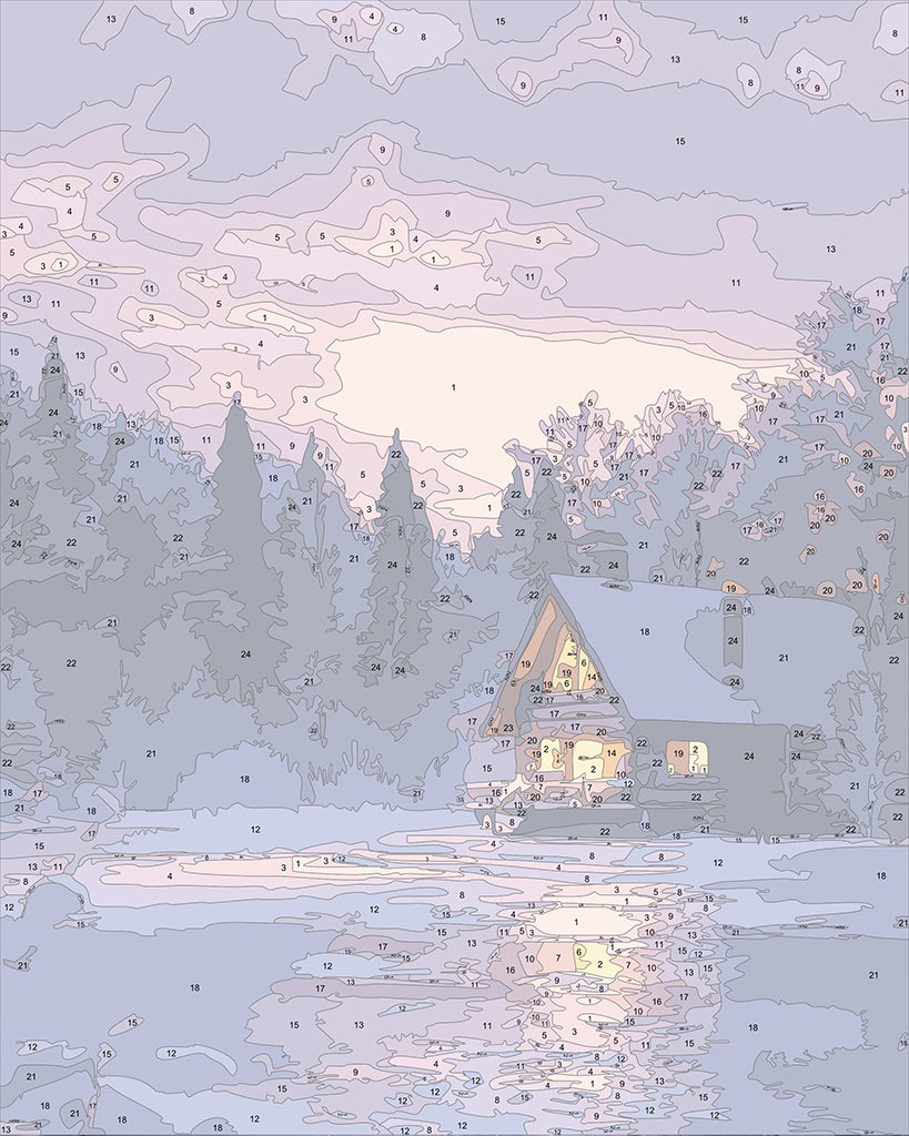 Malen nach Zahlen: Wintertraum in Pastell