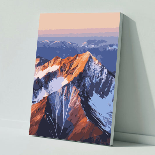 Malerische Bergkette im Sonnenlicht - Malen nach Zahlen