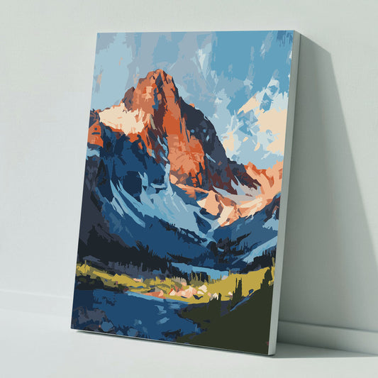 Malerische Bergkulisse mit See - Malen nach Zahlen