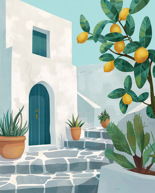 Mittelmeer-Zitronenhaus - Malen nach Zahlen