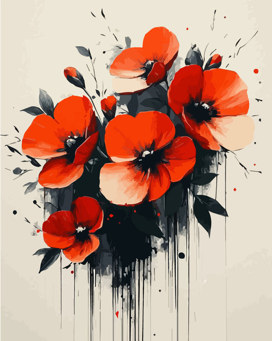 Mohnblütenpracht - Malen nach Zahlen