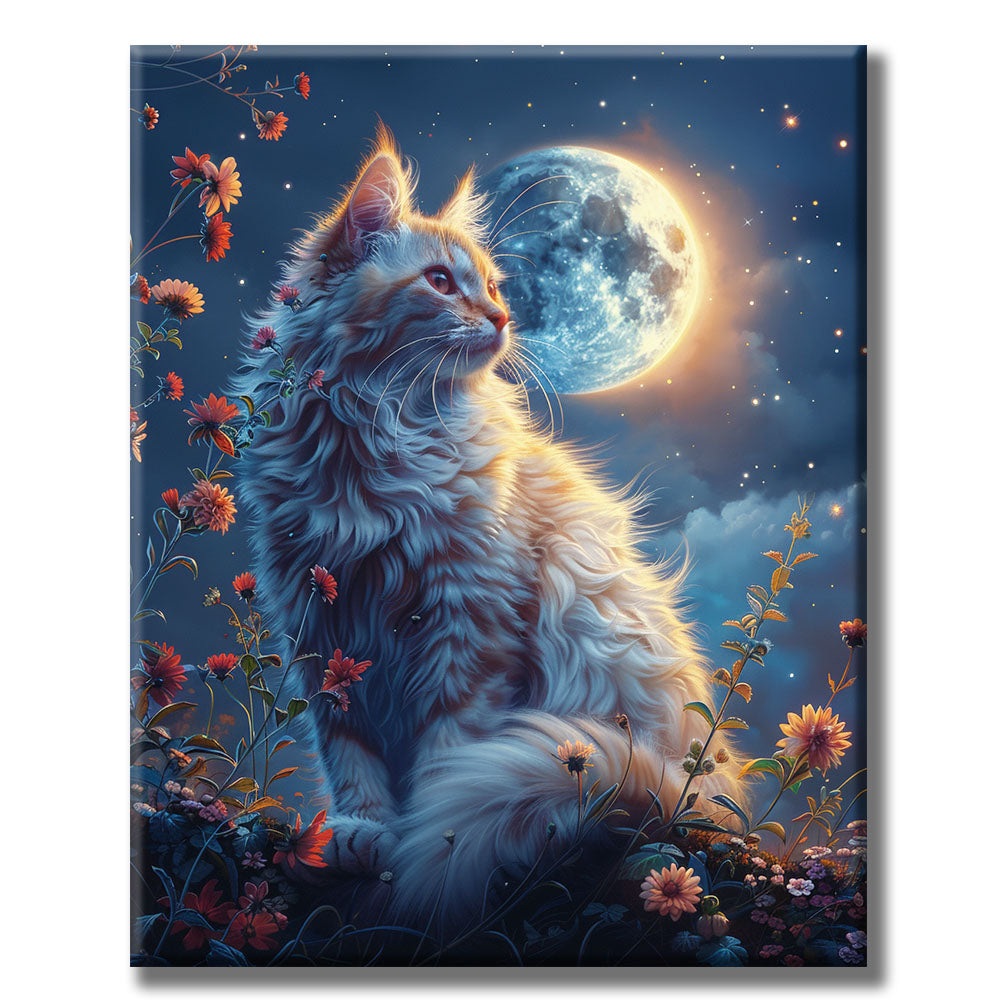 Moonlit Cat- Painting by Numbers