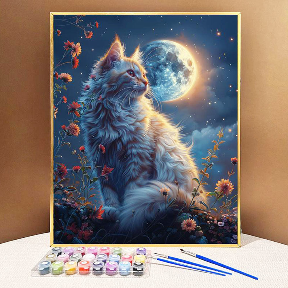 Moonlit Cat- Painting by Numbers