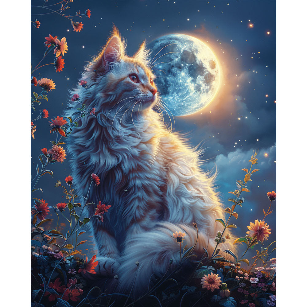 Moonlit Cat- Painting by Numbers