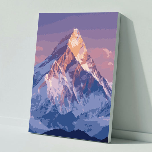 Mystische Bergwelt in Blau und Rosa - Malen nach Zahlen