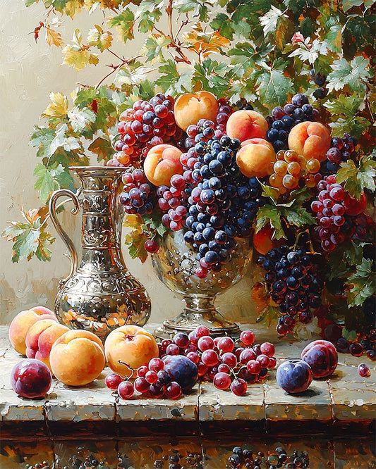 Obstschale - Blumendeko- Malen nach Zahlen