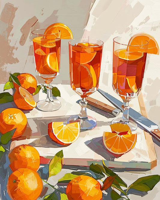 Orange-Gläser-Lebendig - Malen nach Zahlen