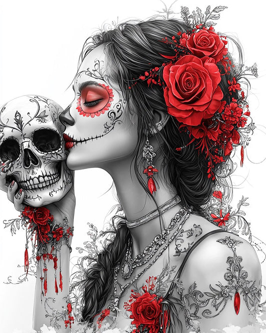 Rote Rosen - Trauerkönigin- Malen nach Zahlen