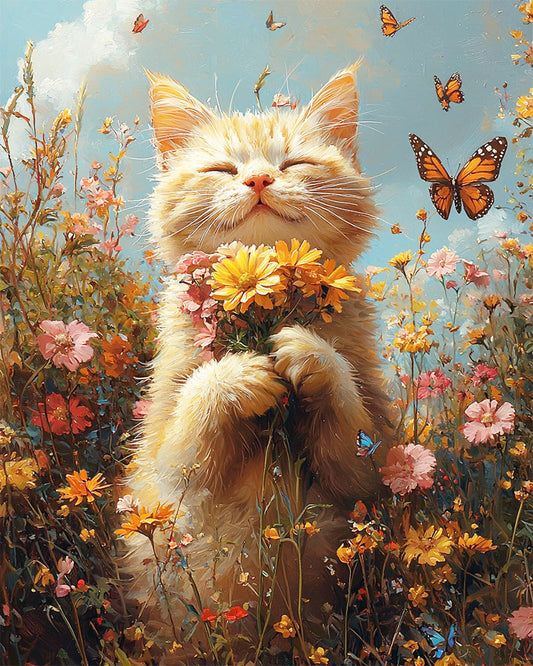 Schmetterlingskätzchen- Malen nach Zahlen