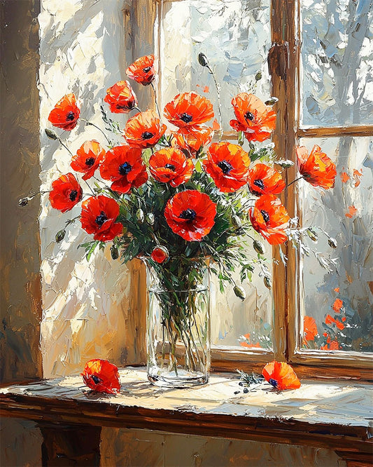 Sonnenblumenfenster- Malen nach Zahlen