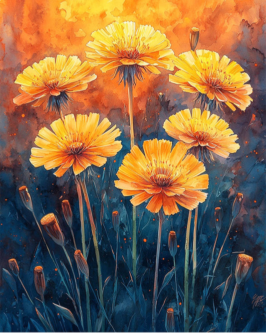 Sonnengoldblüten- Malen nach Zahlen