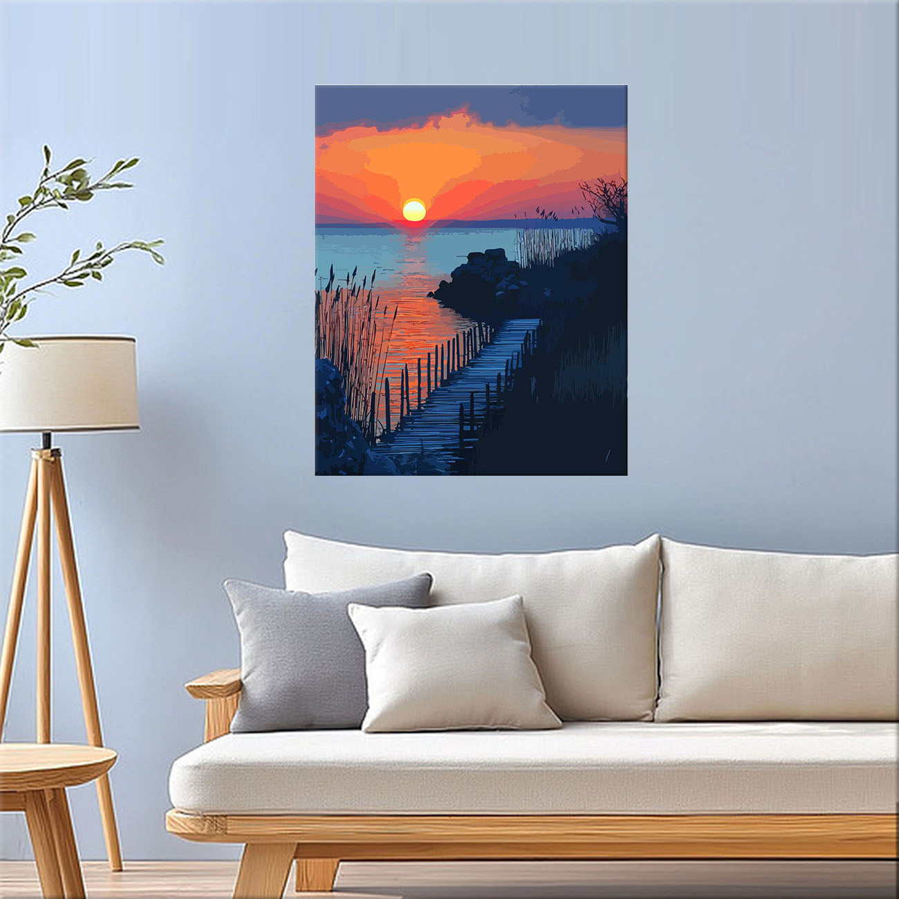 Sonnenuntergang am See - Malen nach Zahlen
