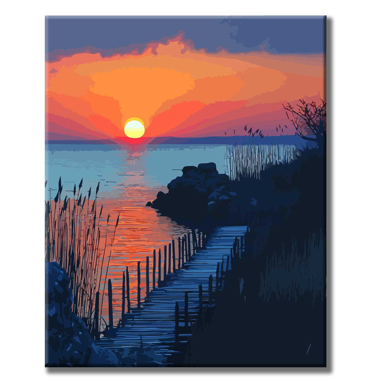 Sonnenuntergang am See - Malen nach Zahlen