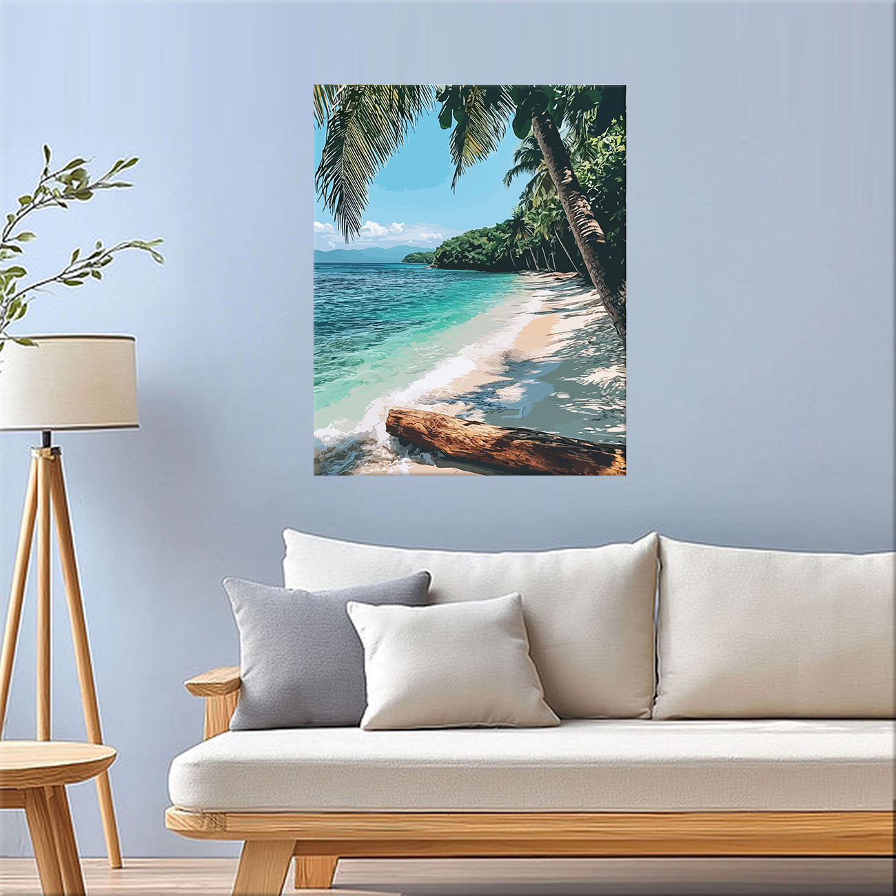 Strand mit Palmen - Malen nach Zahlen