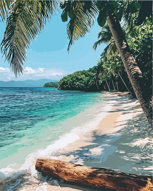 Strand mit Palmen - Malen nach Zahlen