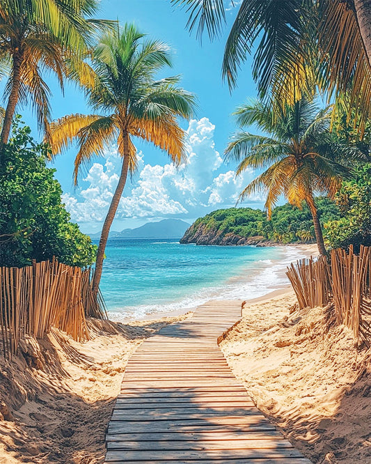 Strandweg - Palmenparadies- Malen nach Zahlen