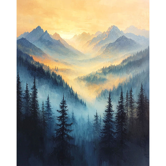 Traumhafte Bergwelt im Lichtschein- Malen nach Zahlen