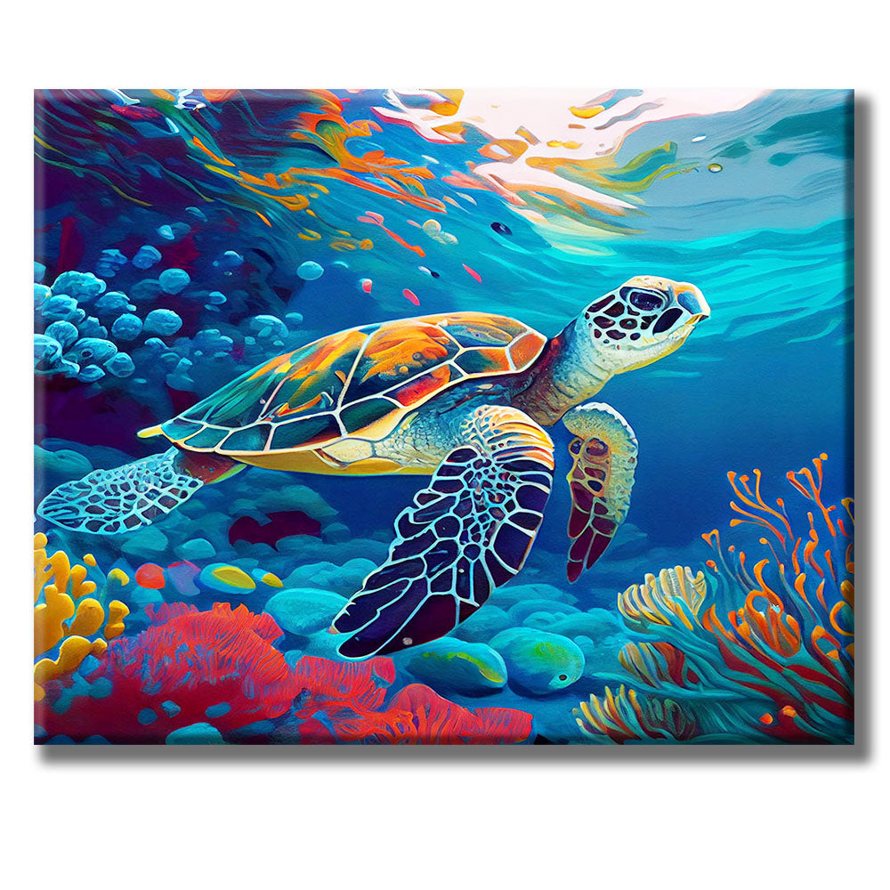 Underwater Turtle Odyssey- Painting by Numbers