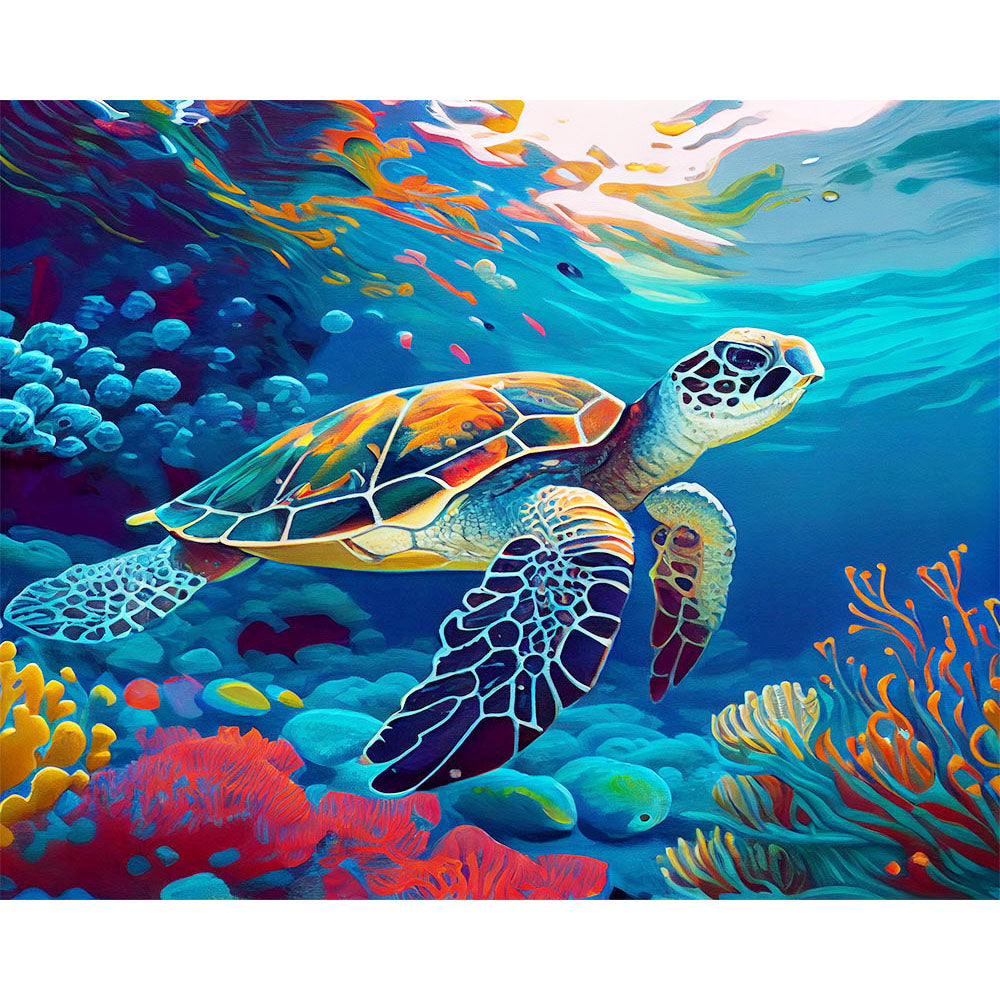 Underwater Turtle Odyssey- Painting by Numbers