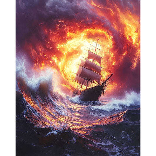 Ungezähmte-Segelschlacht - Malen nach Zahlen