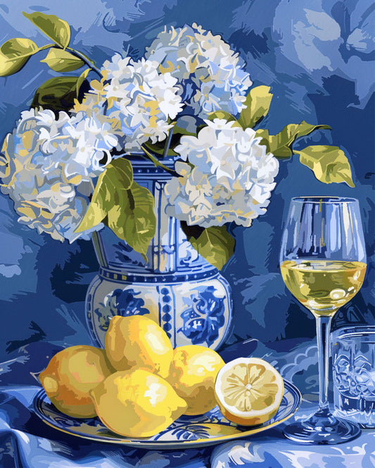 Vase-Schmucklilien-Zitron - Malen nach Zahlen