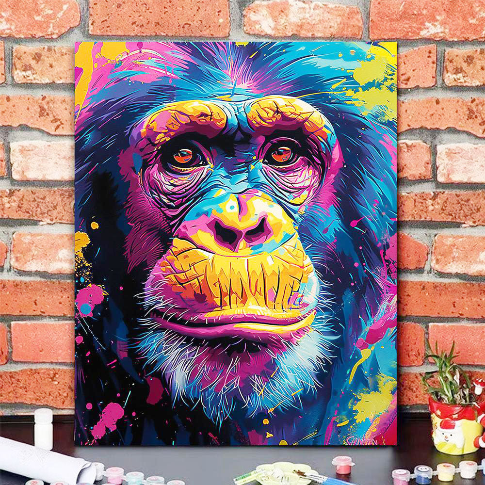 Vivid Ape Portrait- Painting by Numbers